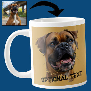 Cute Unique Gold Black Boxer Dog Dad Lover Photo Large Coffee Mug