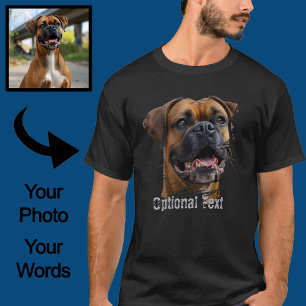 Cute Unique Gold Black Boxer Dog Dad Lover Photo T-Shirt