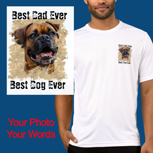 Cute Unique Gold Black Boxer Dog Dad Lover Photo T-Shirt (Creator Uploaded)