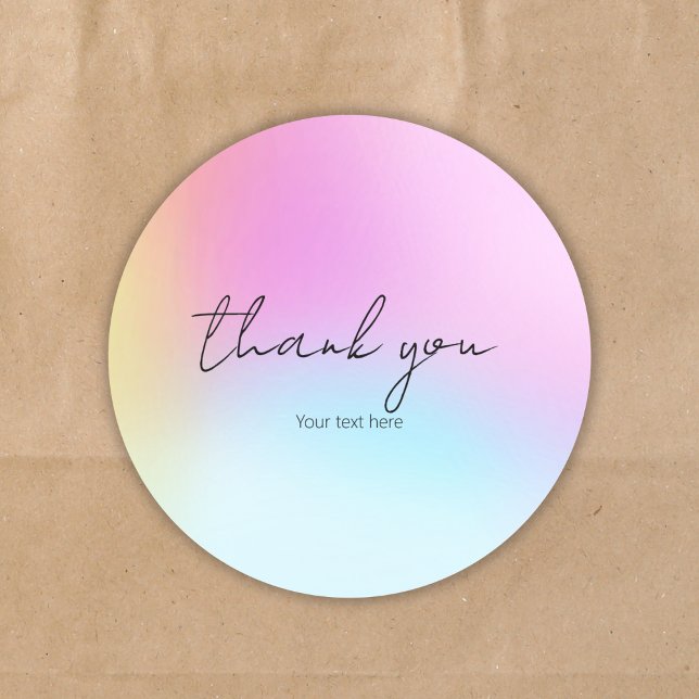 Cute Unique Holograph Pastel Rainbow Thank You Classic Round Sticker (Creator Uploaded)