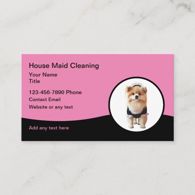 Cute Unique House Cleaning Maid Business Card (Front)