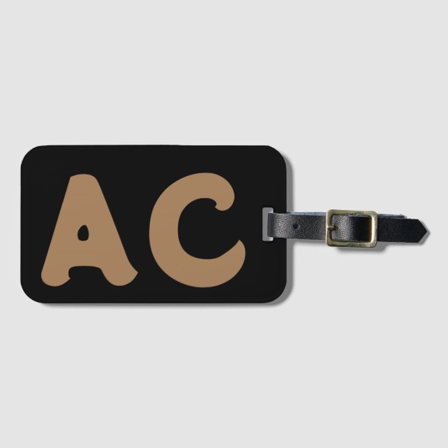 Cute Unique Initial Monogram Personalized Luggage Tag (Front Horizontal)