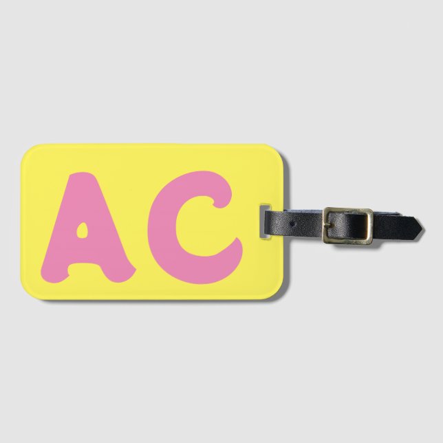 Cute Unique Initial Monogram Personalized Luggage Tag (Front Horizontal)