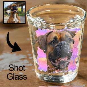 Cute Unique Rainbow Color Boxer Dog Lover Photo Shot Glass