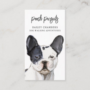 Cute Unique Watercolor Dog Walker Business Card