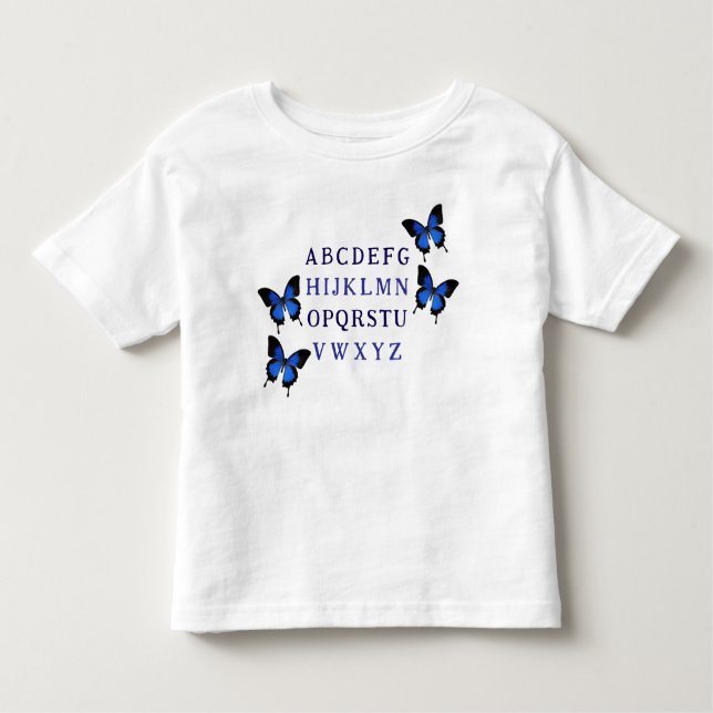 Cute Unisex Alphabet Butterfly Toddler T-Shirt (Front)