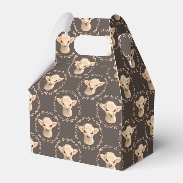 cute unisex baby goat tiled party favour box (Front Side)