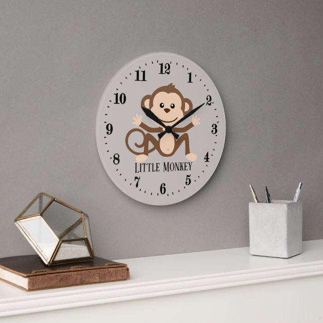 cute unisex baby monkey wall decor clock (Office)