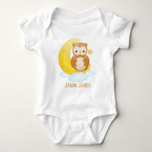 cute unisex baby owl add name baby bodysuit