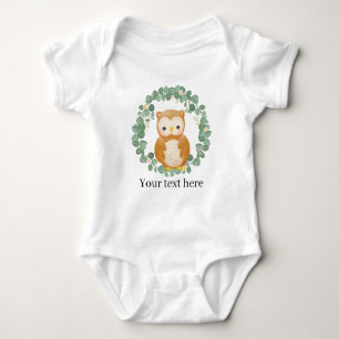 cute unisex baby owl add text bodysuit