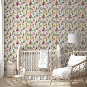 Cute unisex baby wild one nursery wallpaper