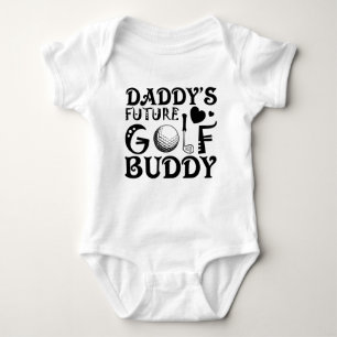 cute unisex Daddy's little golfing buddy word art Baby Bodysuit