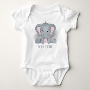cute unisex elephant add text baby bodysuit