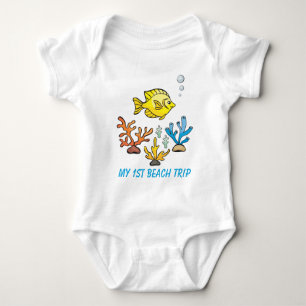 cute unisex first Beach trip Baby Bodysuit