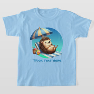 Cute unisex kids beach hedgehog  T-Shirt