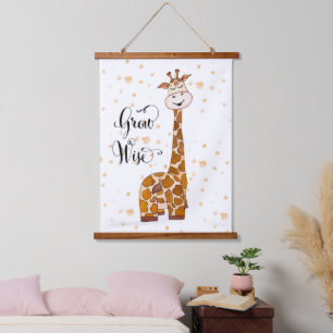 cute unisex kids Nursery giraffe  Hanging Tapestry