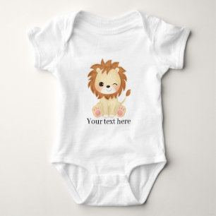 cute unisex lion add text baby bodysuit