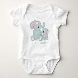 cute unisex Mummy love add text elephant Baby Bodysuit