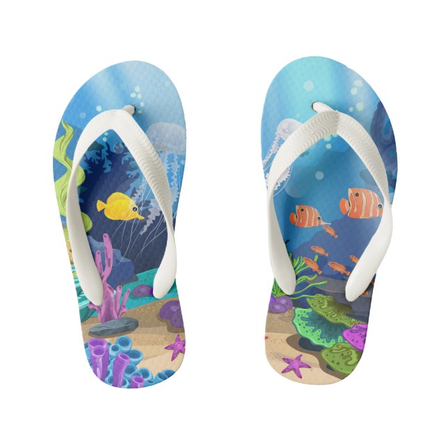Cute unisex ocean fish Kid's  Jandals (Footbed)