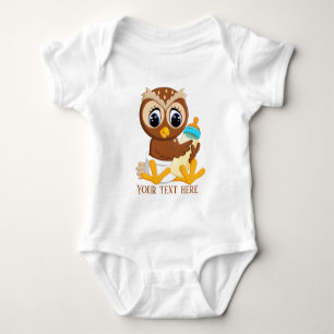 Cute unisex owl add text baby bodysuit