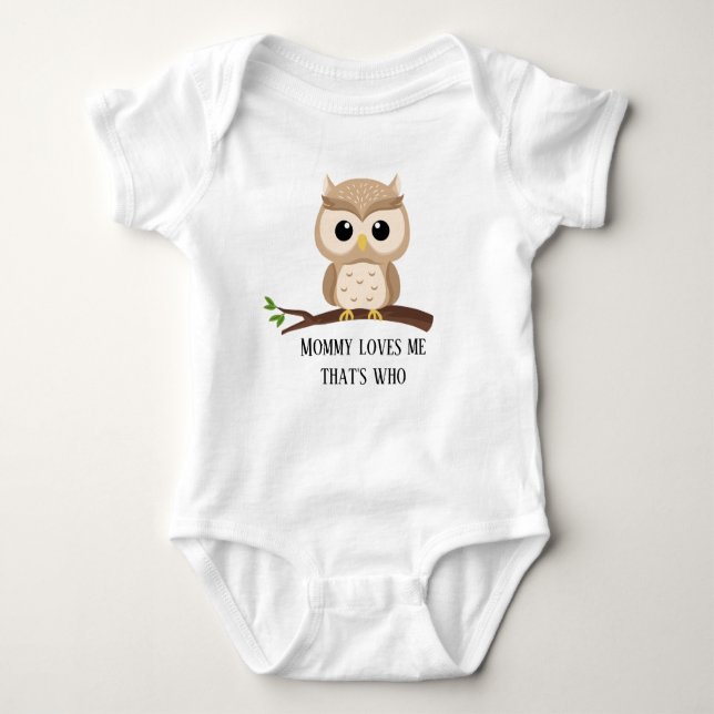cute unisex owl add text baby bodysuit (Front)