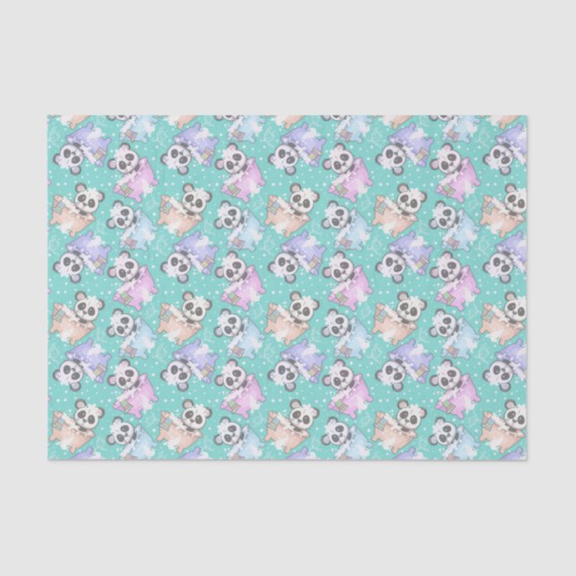 cute unisex panda bear tiled pattern  tissue paper (Front)
