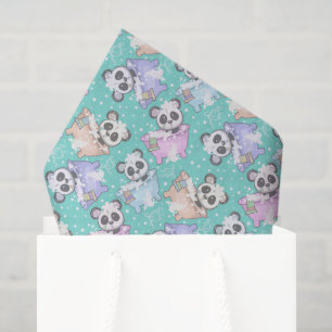 cute unisex panda bear tiled pattern  tissue paper