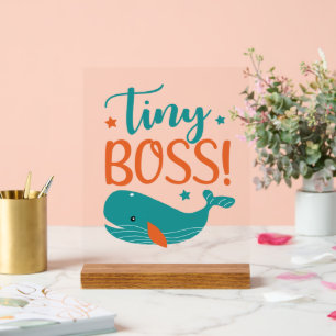Cute unisex tiny boss word art nursery acrylic sign