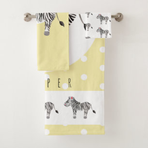 Cute Unisex Watercolor Zebra Safari Baby/Child Bath Towel Set