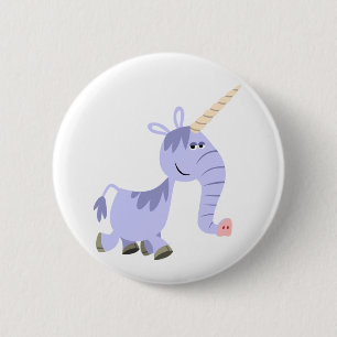 Cute Unusual Cartoon Unicorn Button Badge