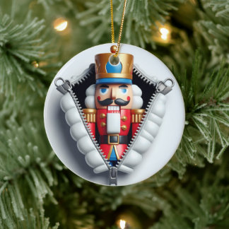Cute Unzipped Nutcracker Christmas Ceramic Tree Decoration
