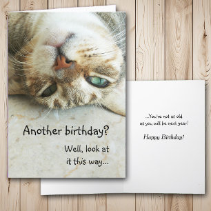 Cute Upside Down Cat Birthday Card
