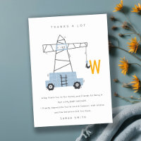 Cute Urban Construction Crane Boy's Baby Shower