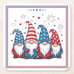 Cute USA American Gnomes Cartoon-68123 Square Paper Coaster