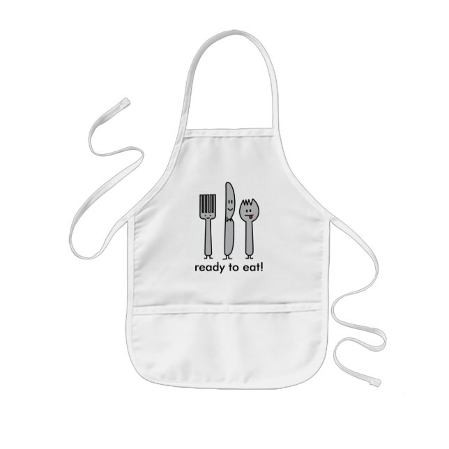 Cute utensils, ready to eat! kids apron (Front)