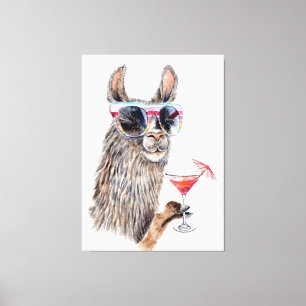 Cute Vacation Llama Canvas Print