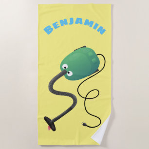 Cute vacuum cleaner cartoon humour beach towel