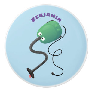 Cute vacuum cleaner cartoon humour ceramic knob