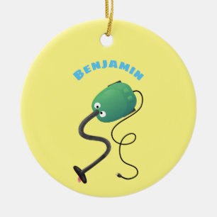 Cute vacuum cleaner cartoon humour ceramic tree decoration