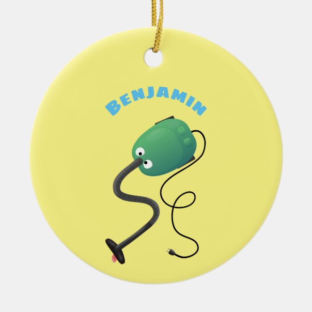 Cute vacuum cleaner cartoon humour ceramic tree decoration (Front)
