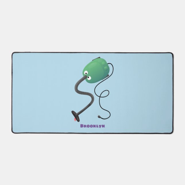Cute vacuum cleaner cartoon humour desk mat (Front)