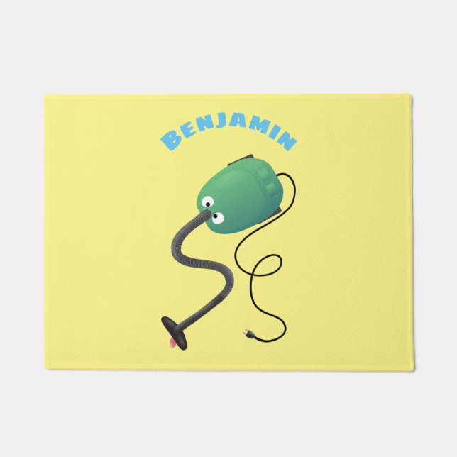 Cute vacuum cleaner cartoon humour doormat (Front)