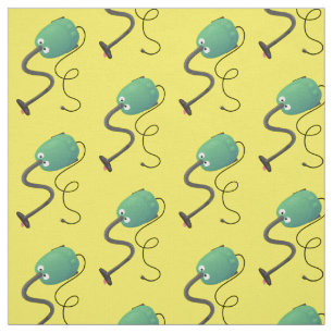 Cute vacuum cleaner cartoon humour fabric