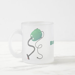 Cute vacuum cleaner cartoon humour frosted glass coffee mug