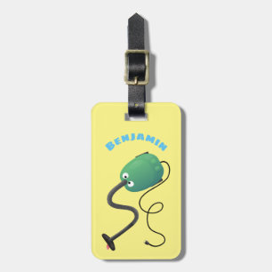 Cute vacuum cleaner cartoon humour luggage tag