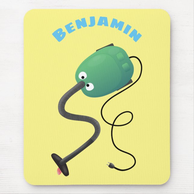 Cute vacuum cleaner cartoon humour mouse pad (Front)