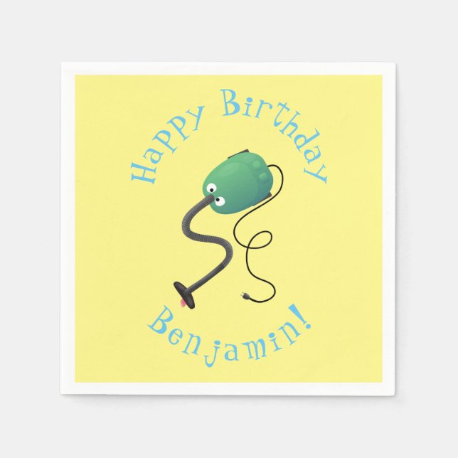 Cute vacuum cleaner cartoon humour napkin (Front)