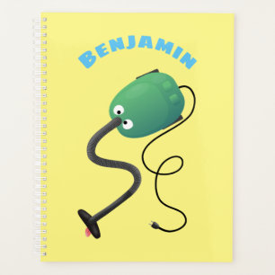 Cute vacuum cleaner cartoon humour planner
