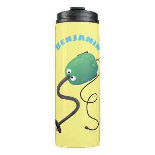 Cute vacuum cleaner cartoon humour thermal tumbler
