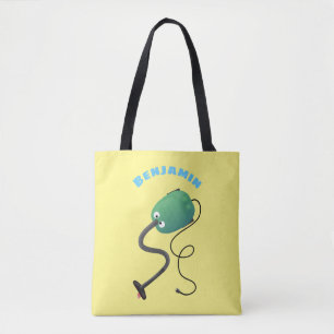 Cute vacuum cleaner cartoon humour tote bag